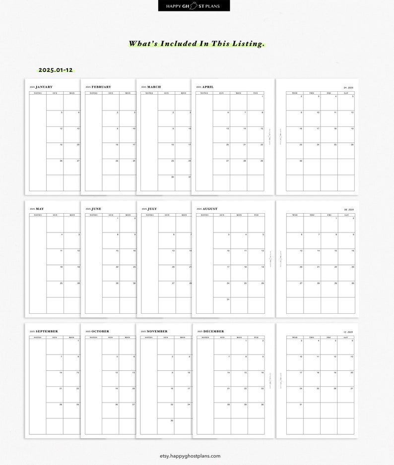 2025 Monthly Planner Printable Insert for A6 Planner | M001 - Etsy ...