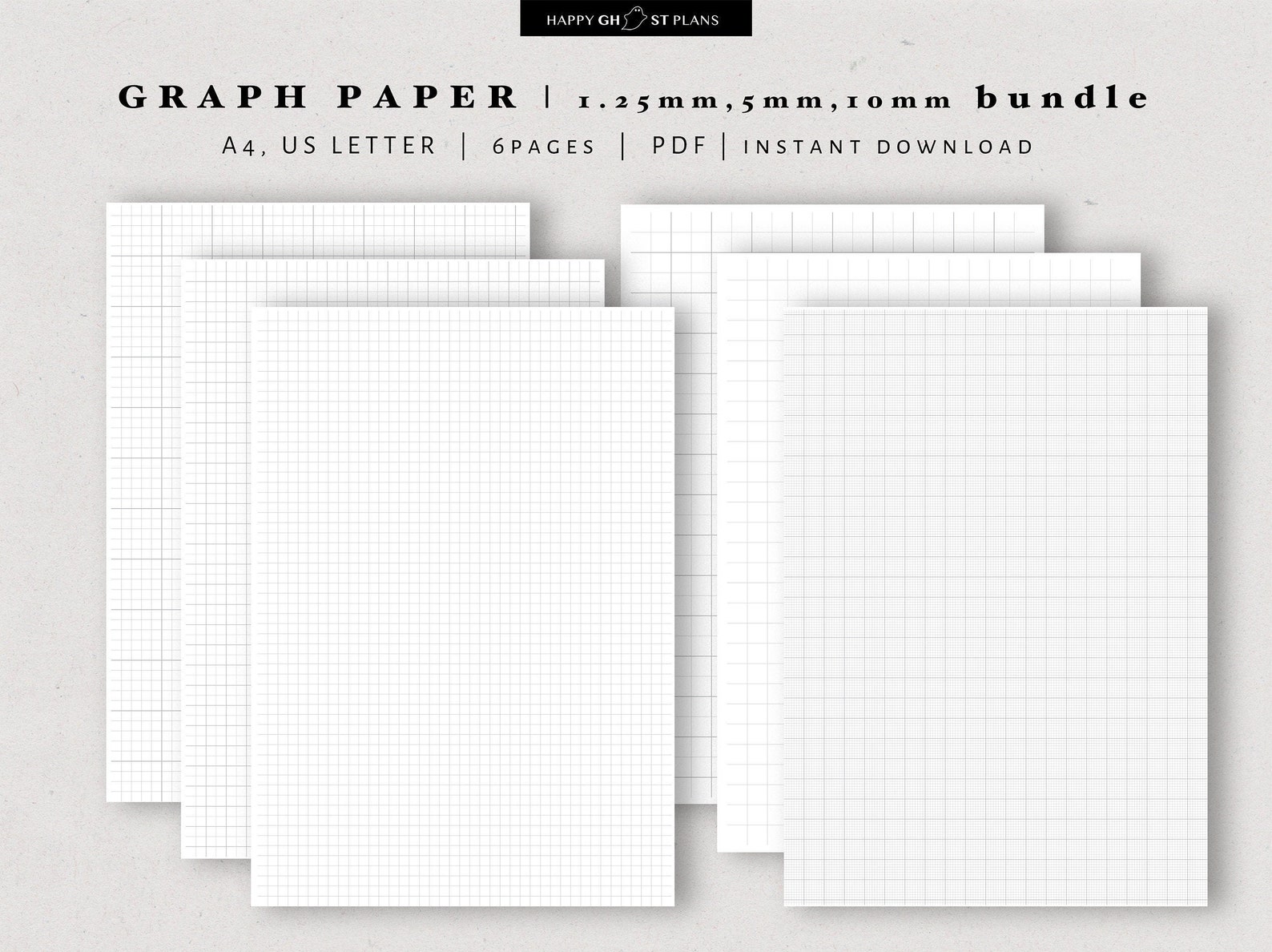 a4 us letter graph paper pdf printable 10mm 5mm 125mm etsy