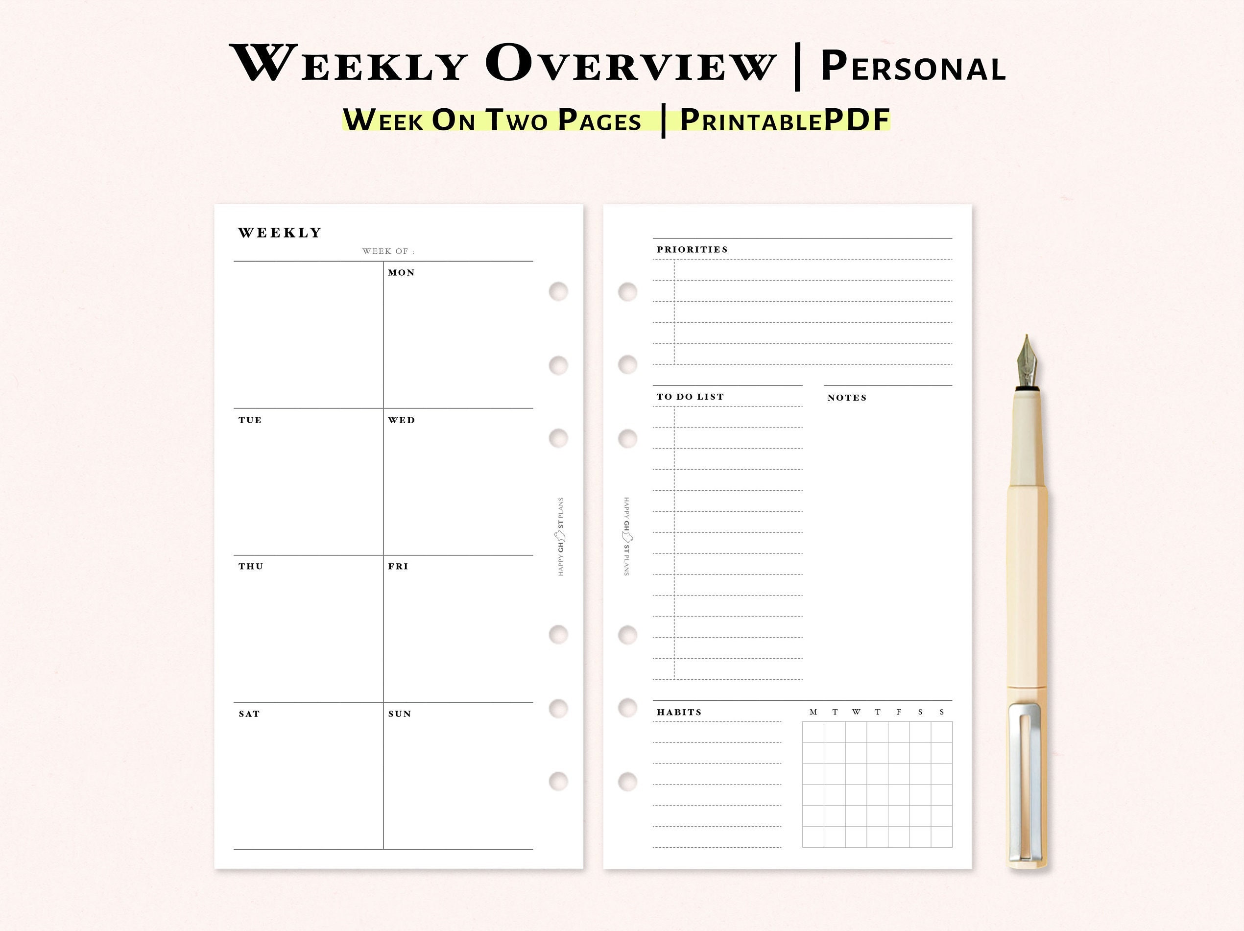 Printable Weekly Planner, Planner Inserts, Personal Size Planner, Planner  Refill, Planner Pages, Planner Design, Best Planner, Instant Download –