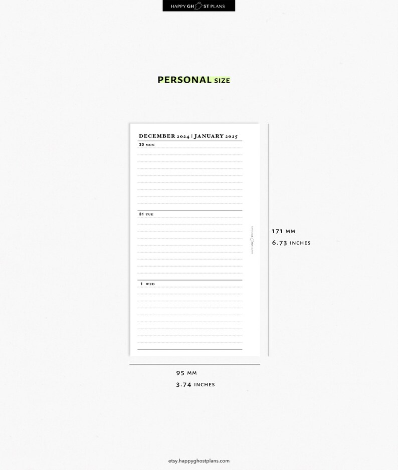 2025 Weekly Planner, Printable Insert for Personal Size Planner | W111 ...
