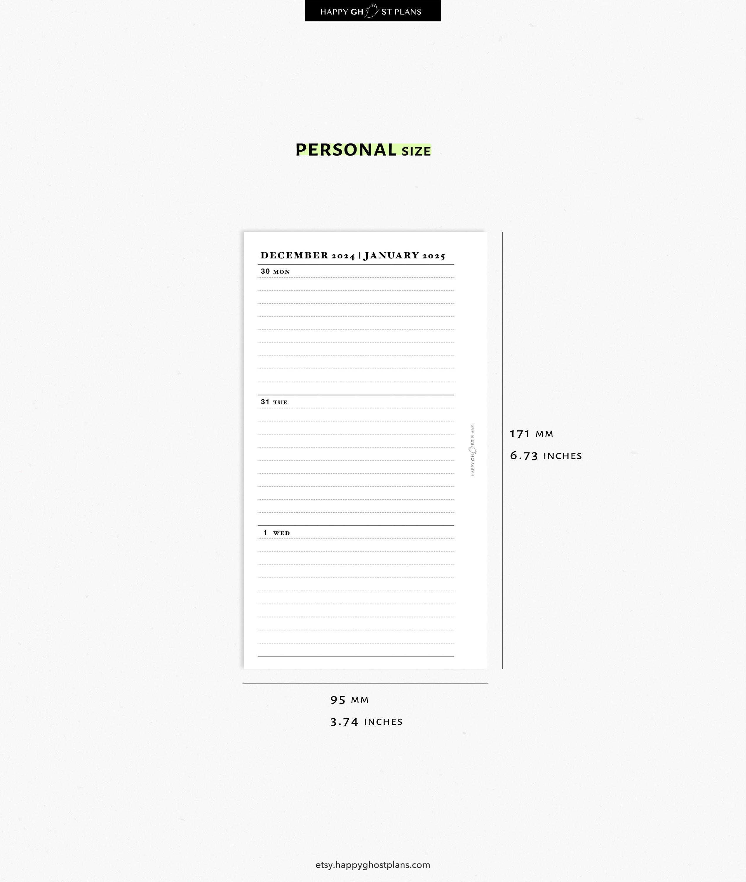 2025 Weekly Planner, Printable Insert for Personal Size Planner | W111 ...