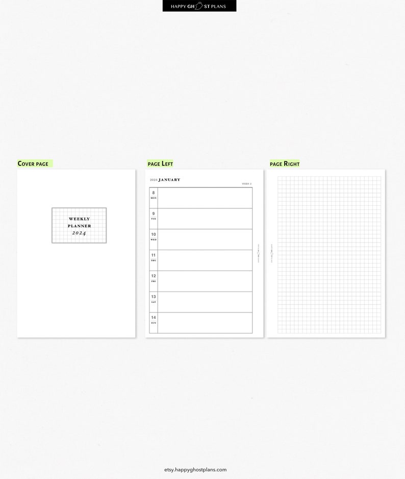 2024 Weekly Planner Printable A5 Planner Insert Horizontal Weekly