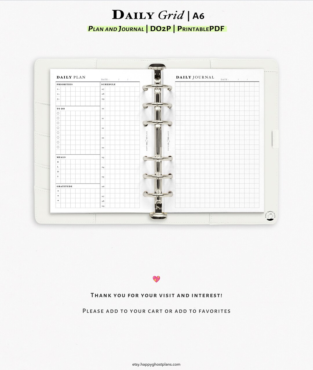 Daily Planner Printable A6 Planner Insert Undated Planner Etsy