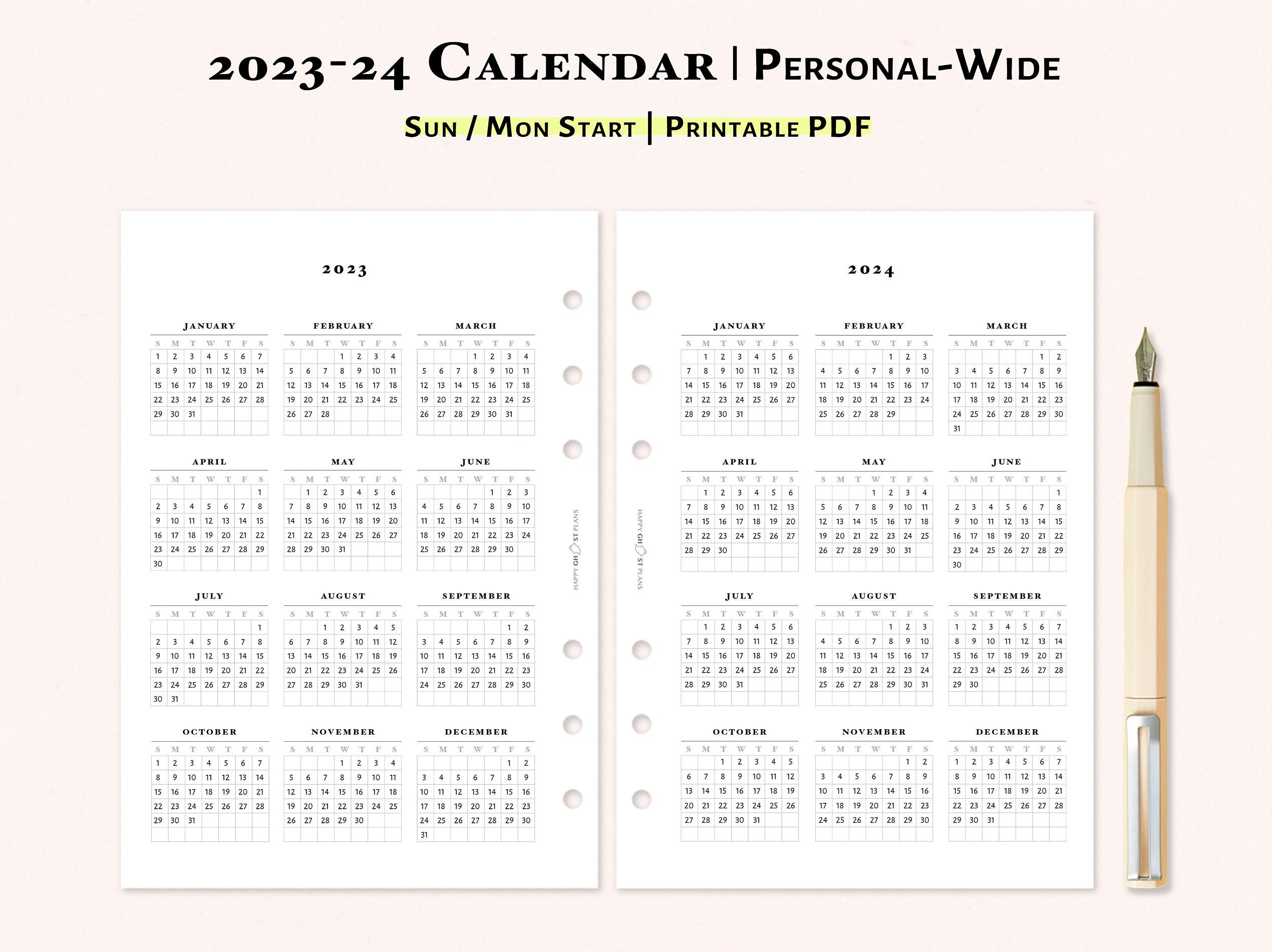 2023-2024-calendar-printable-personal-wide-inserts-yearly-etsy-portugal