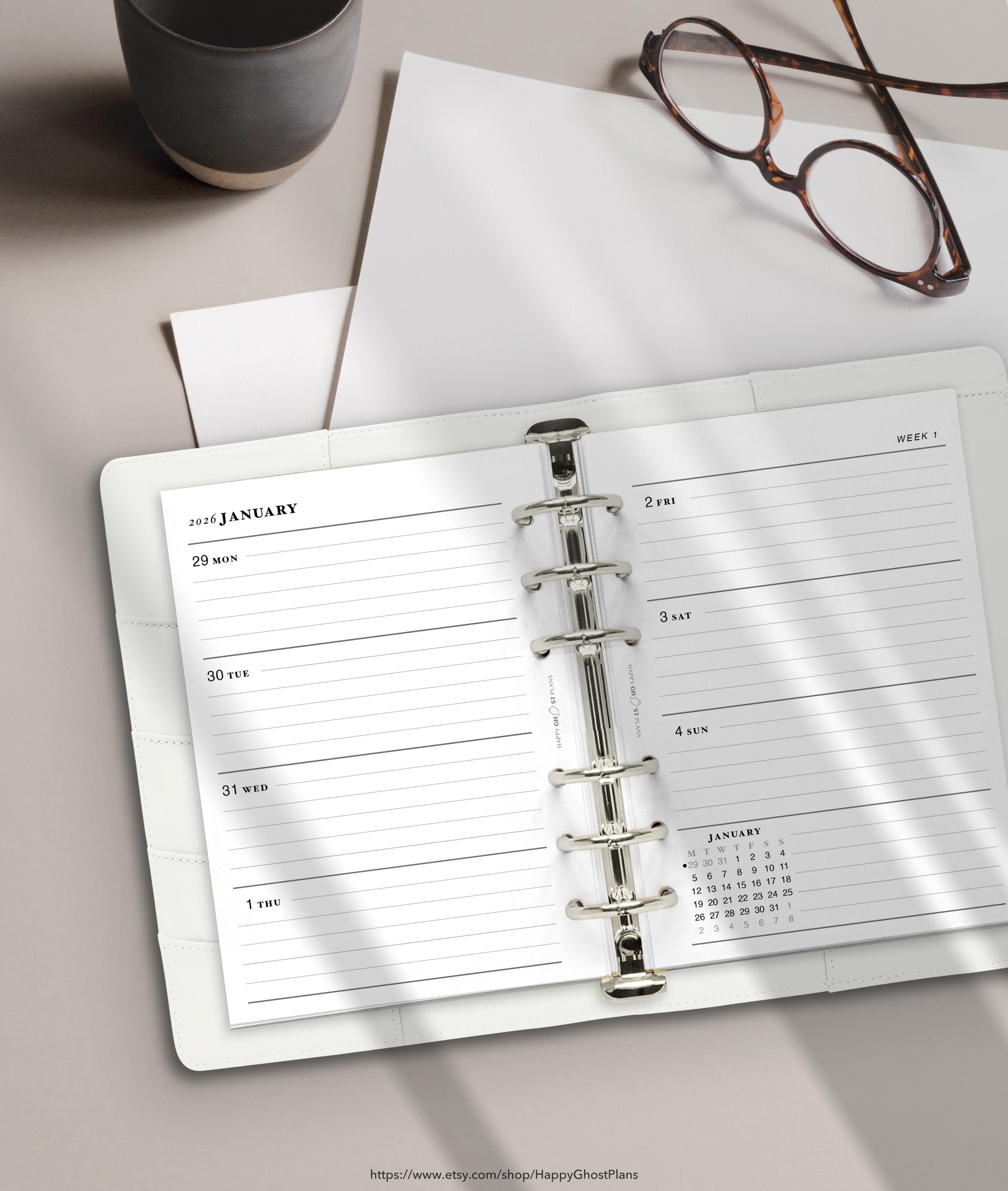 2026 Weekly Planner, Printable Inserts for A6 Planner | W101 - Etsy
