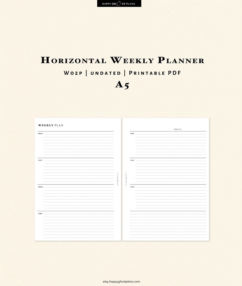 Weekly Planner Printable A5 Size Inserts Simple Undated - Etsy Hong Kong
