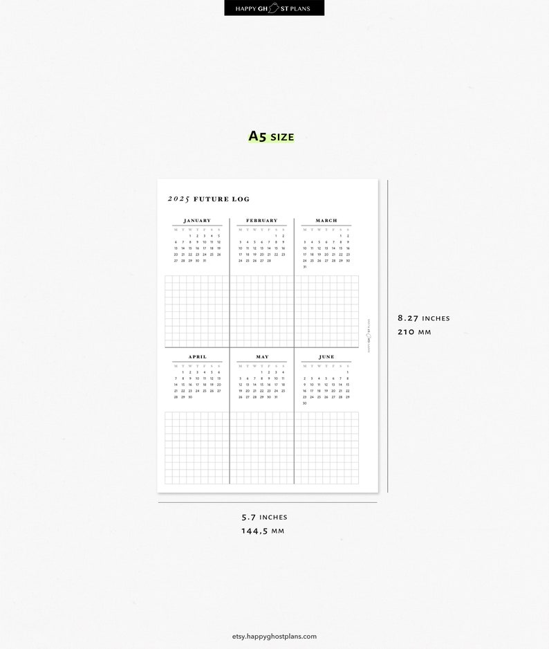2025 Future Logs, 2025 Yearly Planner Printable Insert for A5 Planner