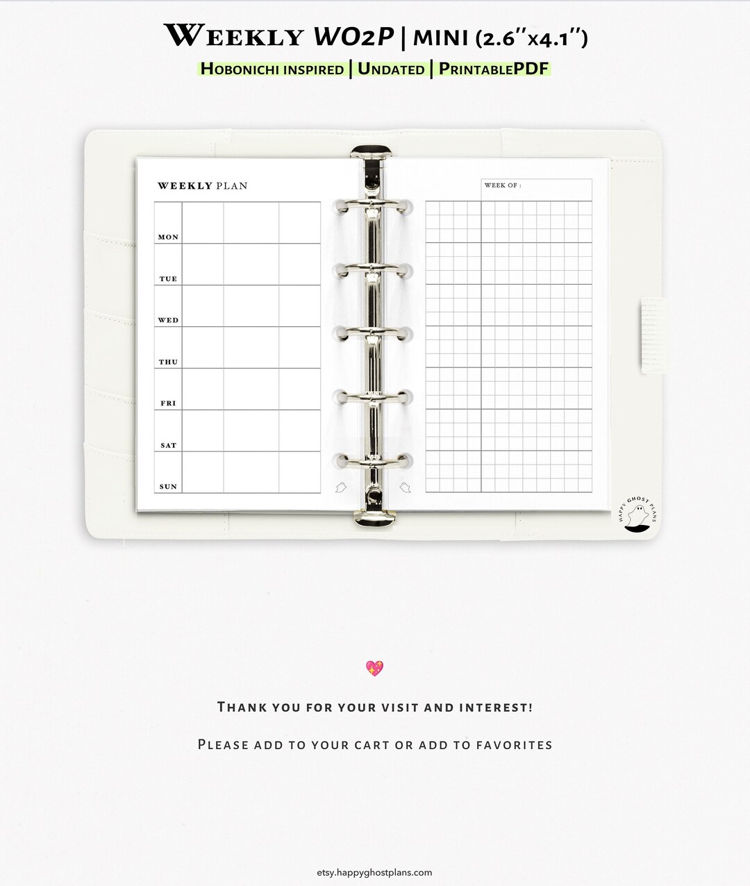 Weekly Planner | Hobonichi Weeks Style Printable Mini Ring Planner ...