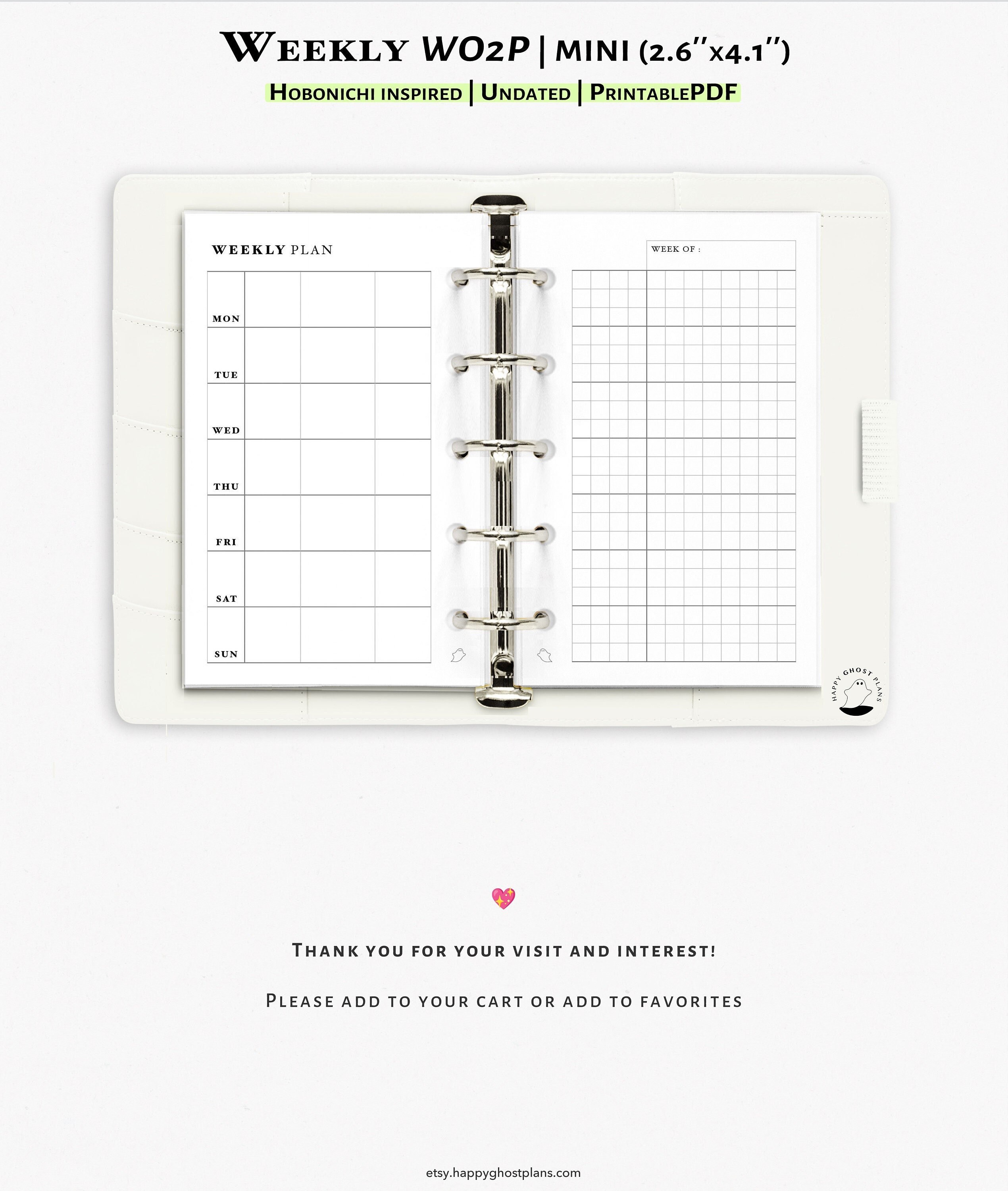 Weekly Planner | Hobonichi Weeks Style Printable Mini Ring Planner ...