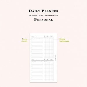 Daily Planner Printable Personal Size Inserts 2D1P Two - Etsy