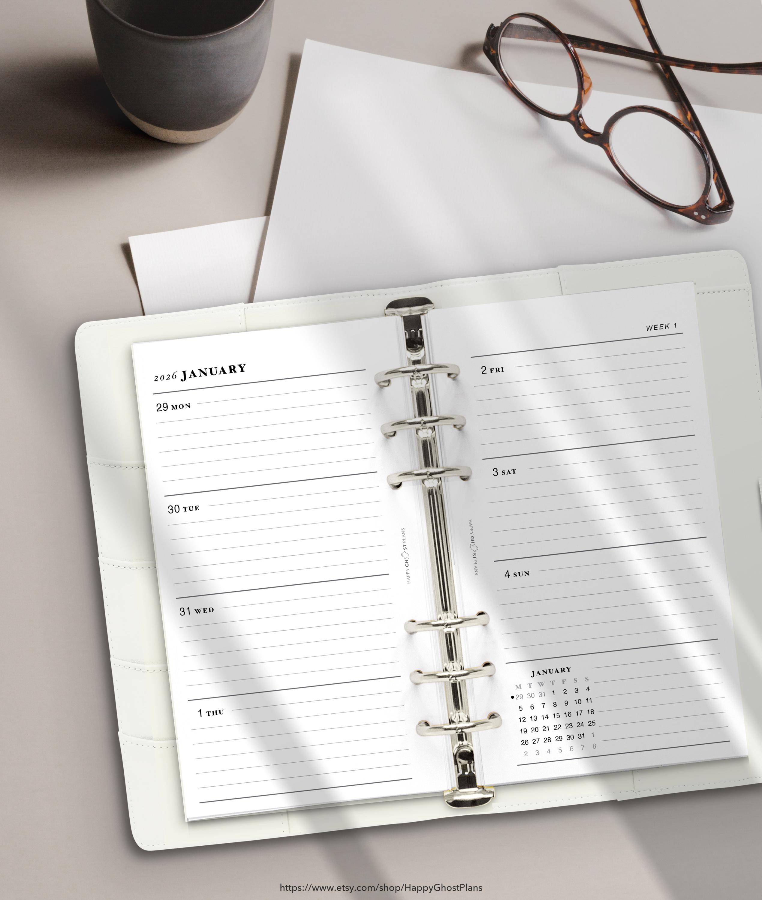 2026 Weekly Planner, Printable Inserts for Personal Size Planner | W101 ...