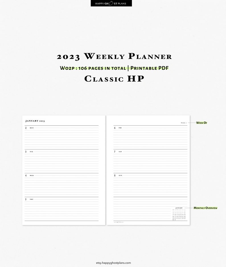 2023 Weekly Planner Printable Classic Happy Planner Inserts Etsy