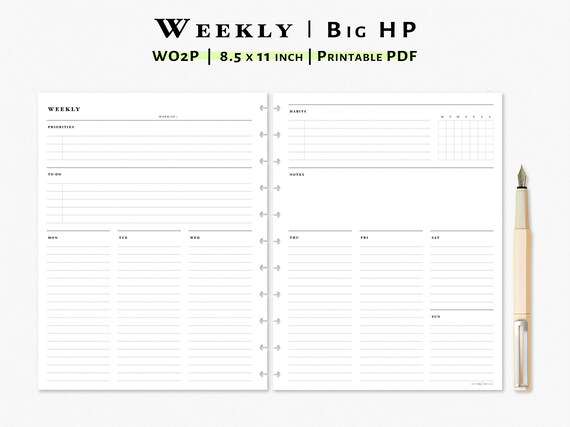 Weekly Planner Printable Big Happy Planner Inserts Undated - Etsy