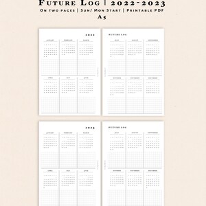 2022 2023 Future Log Printable A5 Size Inserts 2022 2023 | Etsy