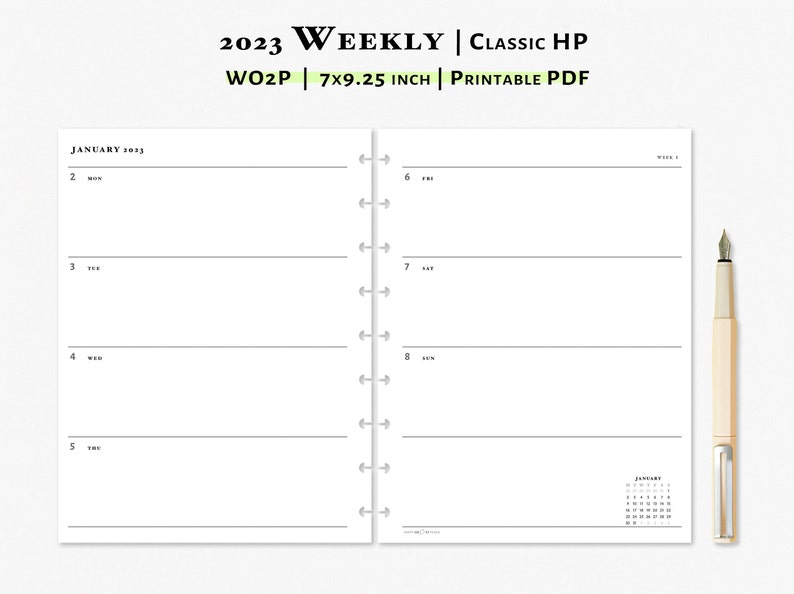 2023 Weekly Planner Printable Classic Happy Planner Inserts Etsy