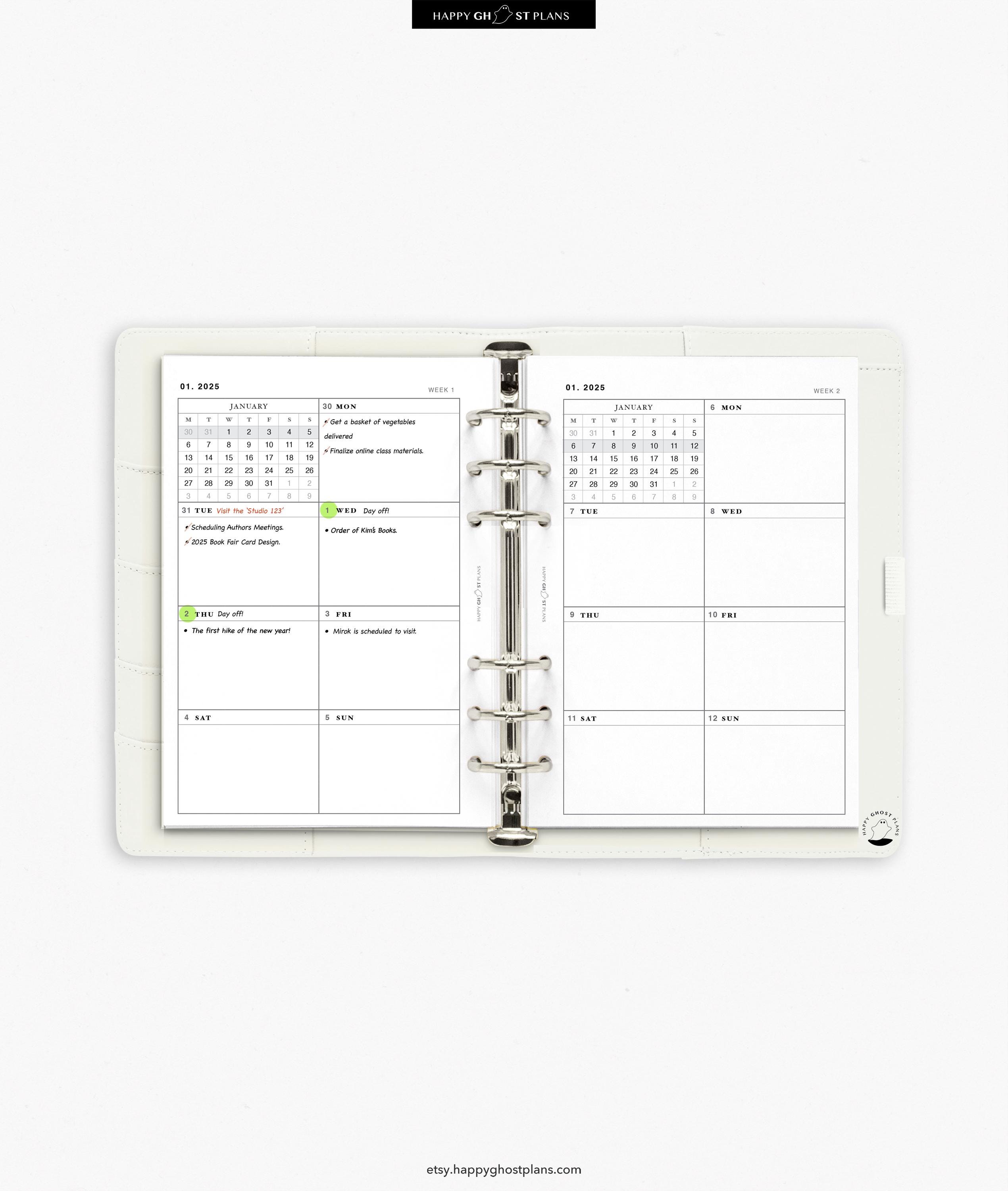 2025 Weekly Planner, Printable Inserts for Personal-wide Planner | WO1P ...