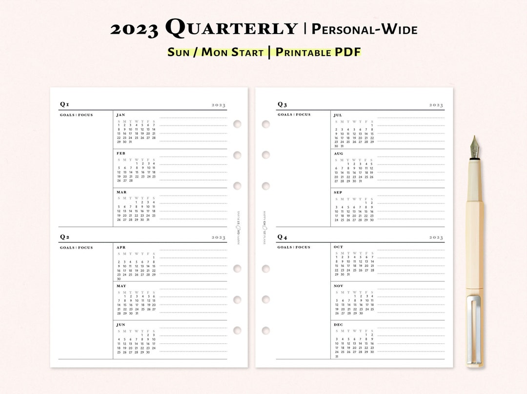 2023 Quarterly Goal Planner Printable Personal-wide Inserts - Etsy