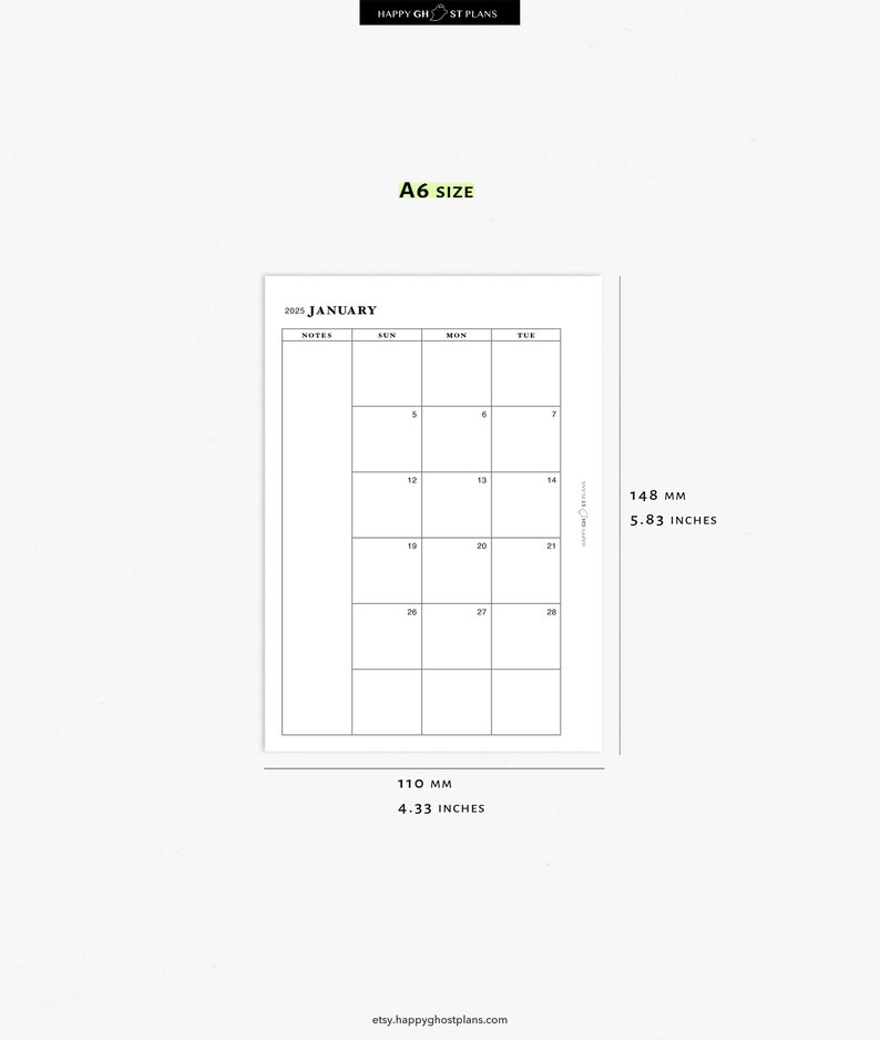 2025 Monthly Planner Printable Insert for A6 Planner | M001 - Etsy ...