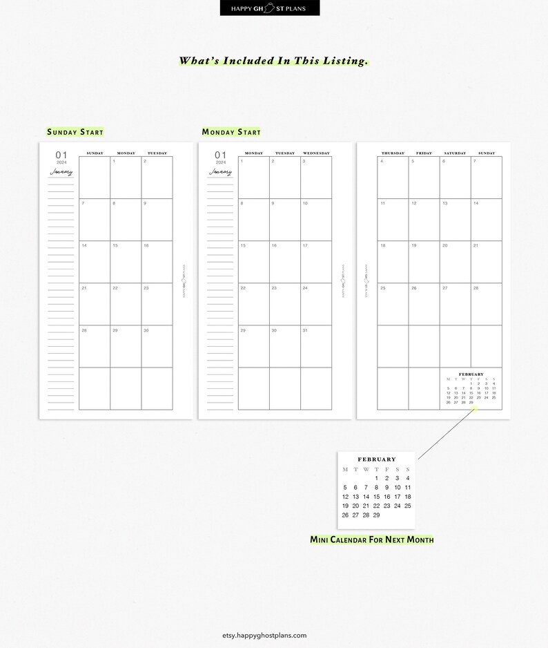 2024 Monthly Planner Printable Personal Size Planner Insert - Etsy