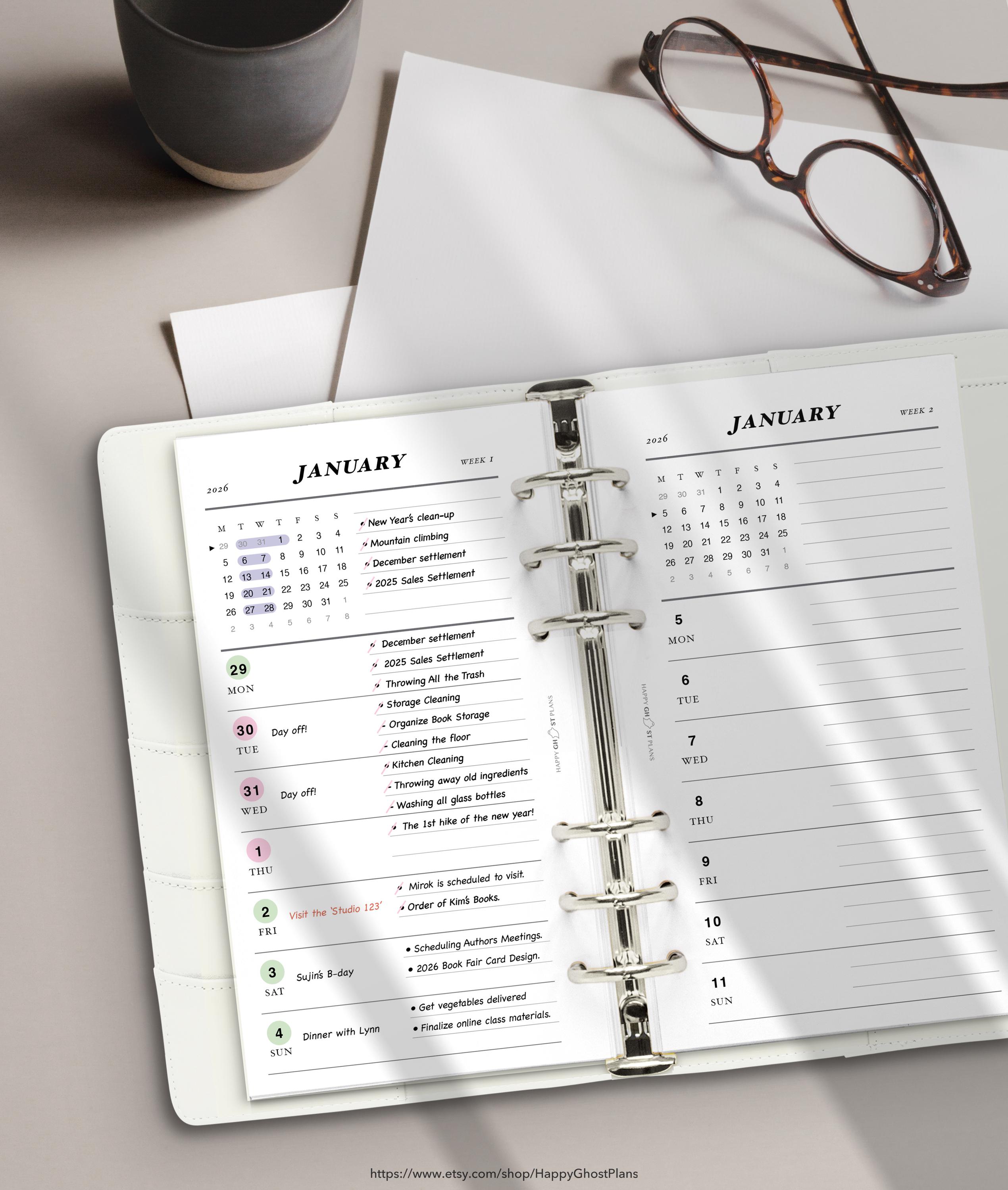 2026 Weekly Planner: Printable Personal Size Planner Inserts (PDF ...