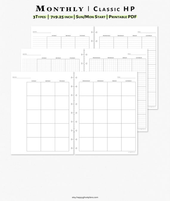 Month on 2 Page Printable Classic Happy Planner Inserts Two - Etsy