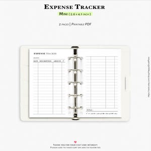 Mini Expense Tracker Printable: Monthly Spending (PDF) | J103