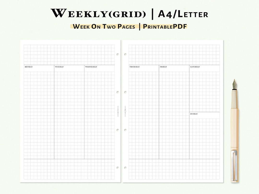 Weekly Planner Printable A4 Letter Size Inserts Undated - Etsy