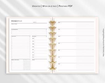 Weekly Overview Planner – Classic HP, Habit Tracker, Budget (Printable PDF) | W121