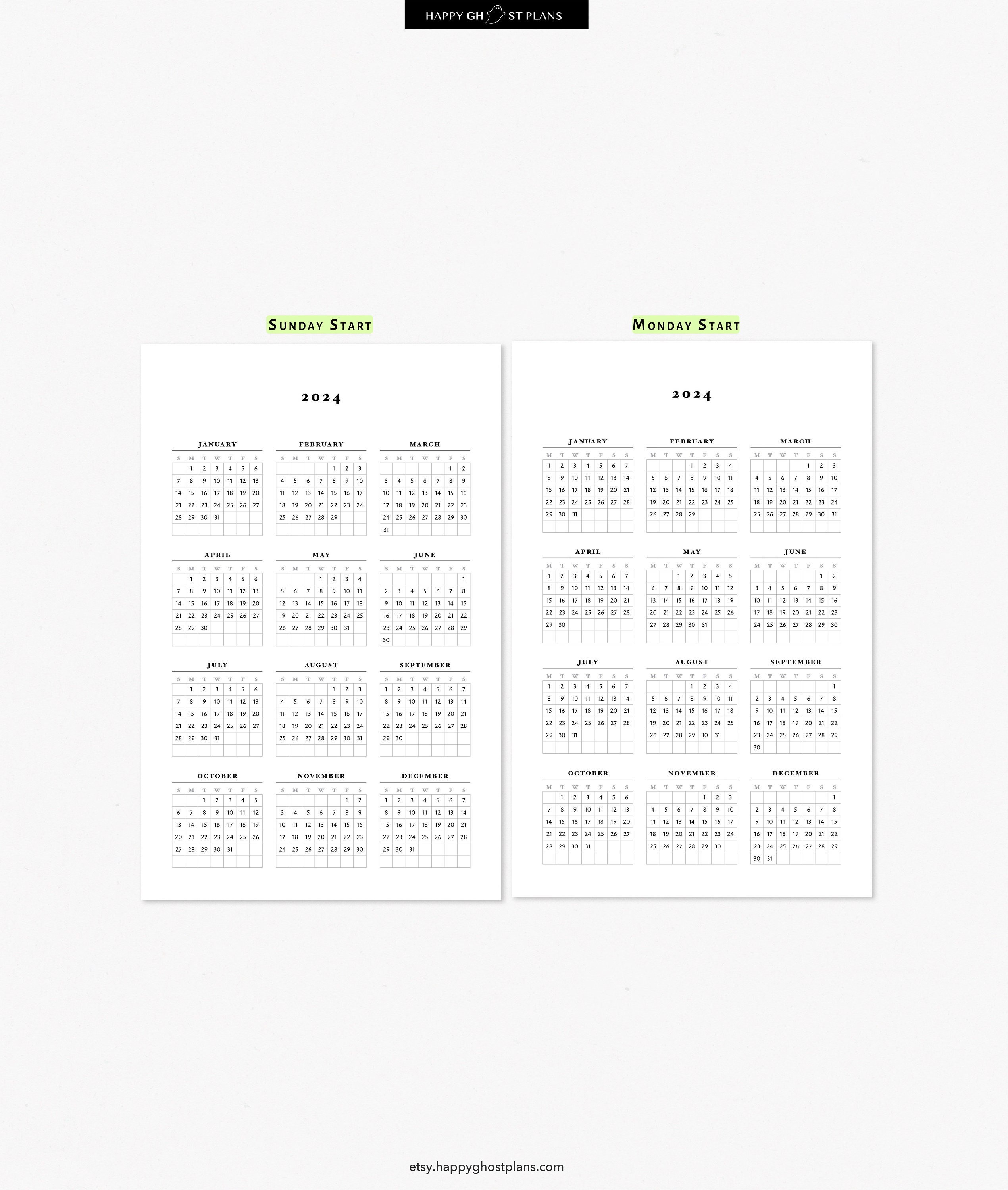 Year at a Glance 20242025 Printable Calendar for Halfletter Planner