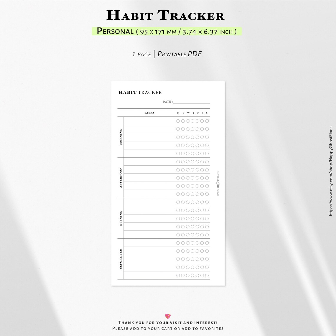 Habit Tracker Printable: Personal Size Routine Planner (PDF) | J123 ...