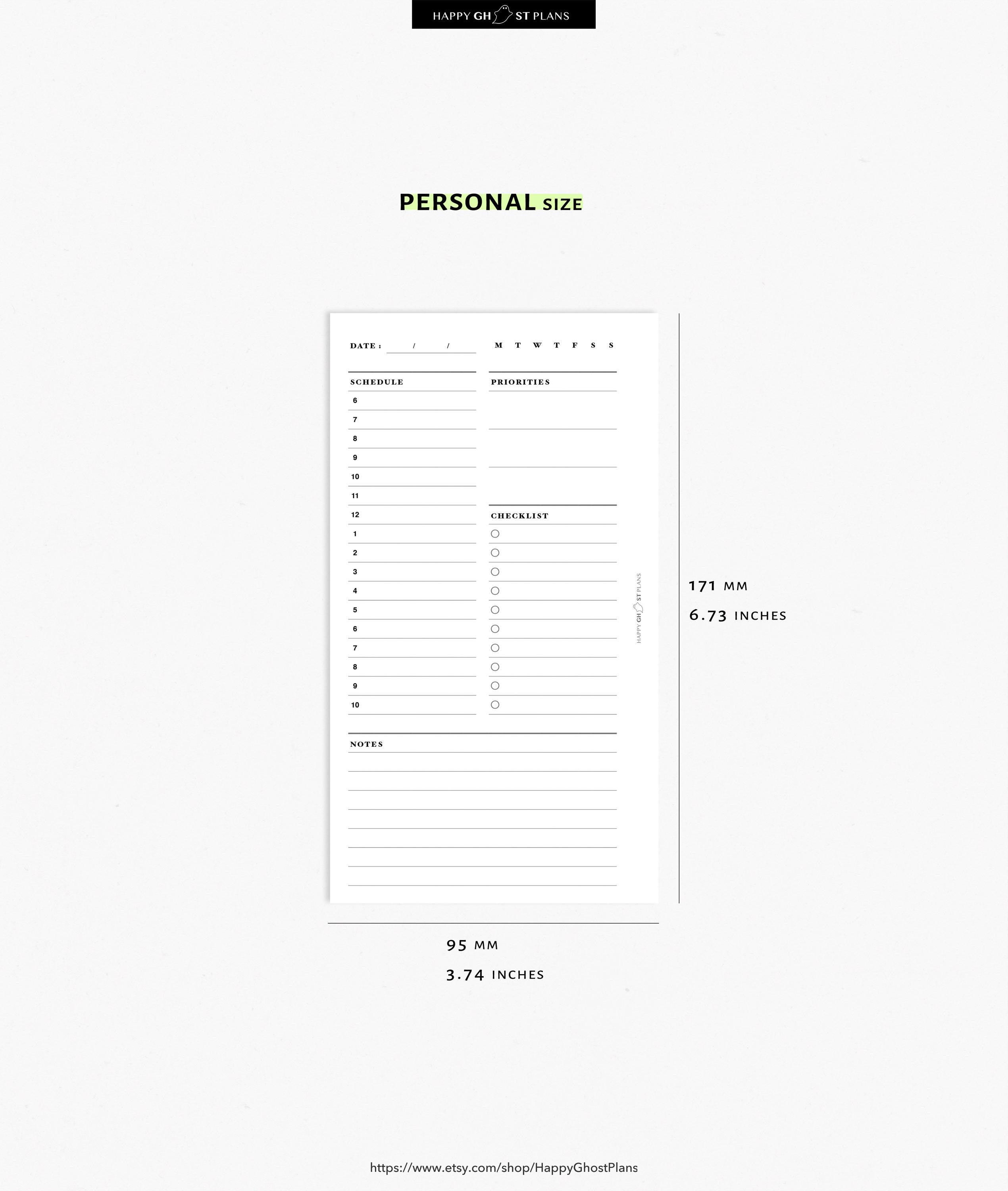 Minimalist Daily Planner Printable | Personal Size Schedule (PDF ...