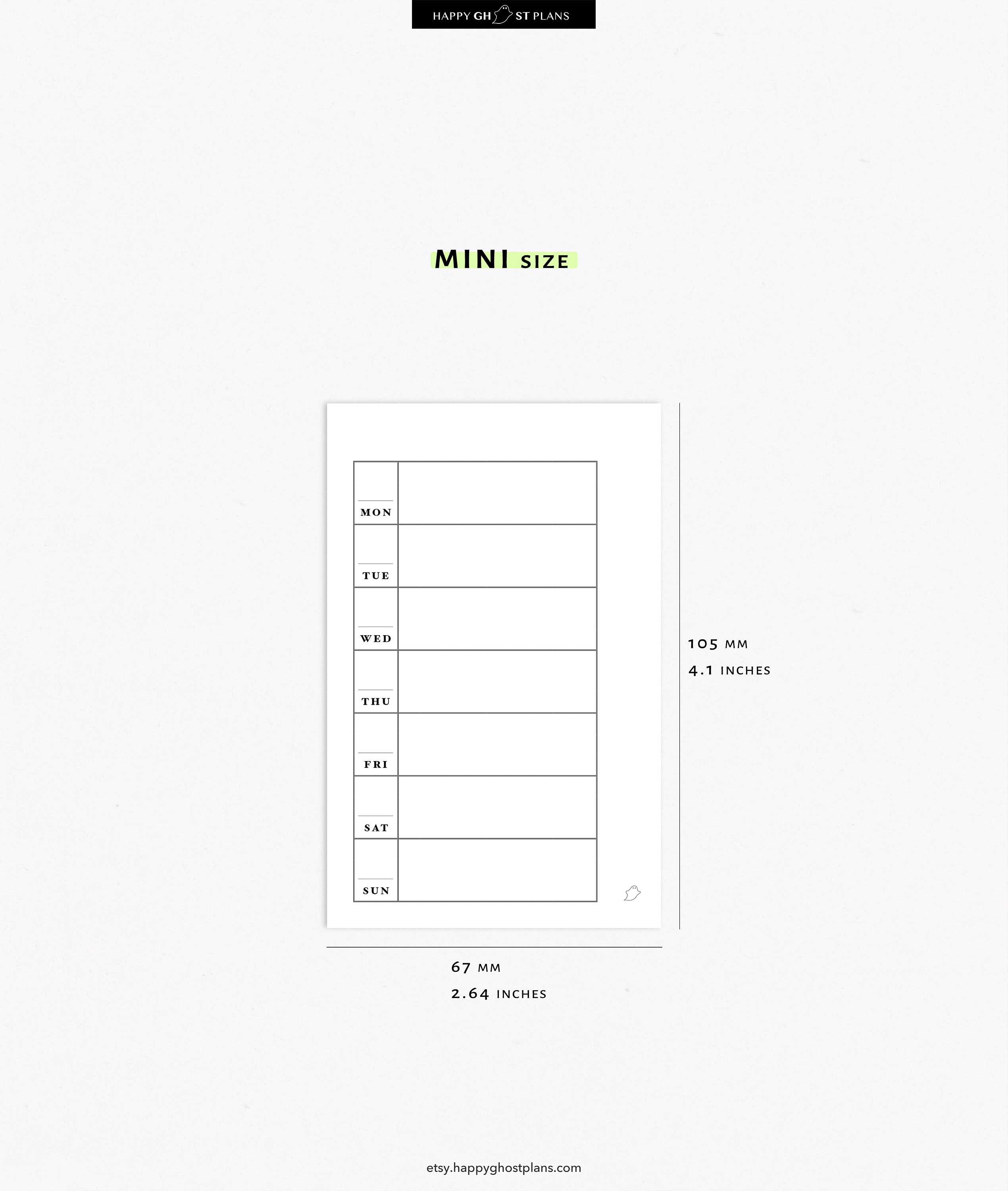 Weekly Planner Printable Insert for Mini Size Planner Undated Weekly ...