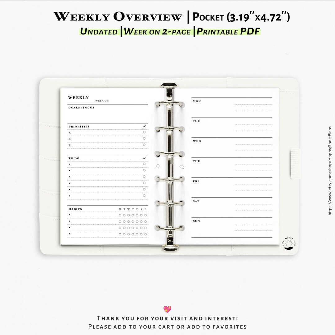 Pocket-size Weekly Planner Printable Inserts: WO2P Overview (PDF ...
