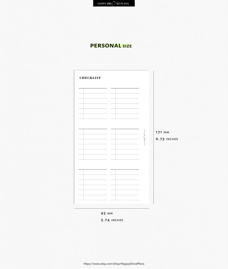 Checklist Template Bundle, Printable Personal Planner Inserts (PDF ...