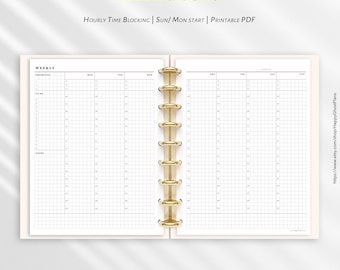 Weekly Hourly Planner Insert - Grid Design: Happy Planner Classic (PDF Download) | W107G