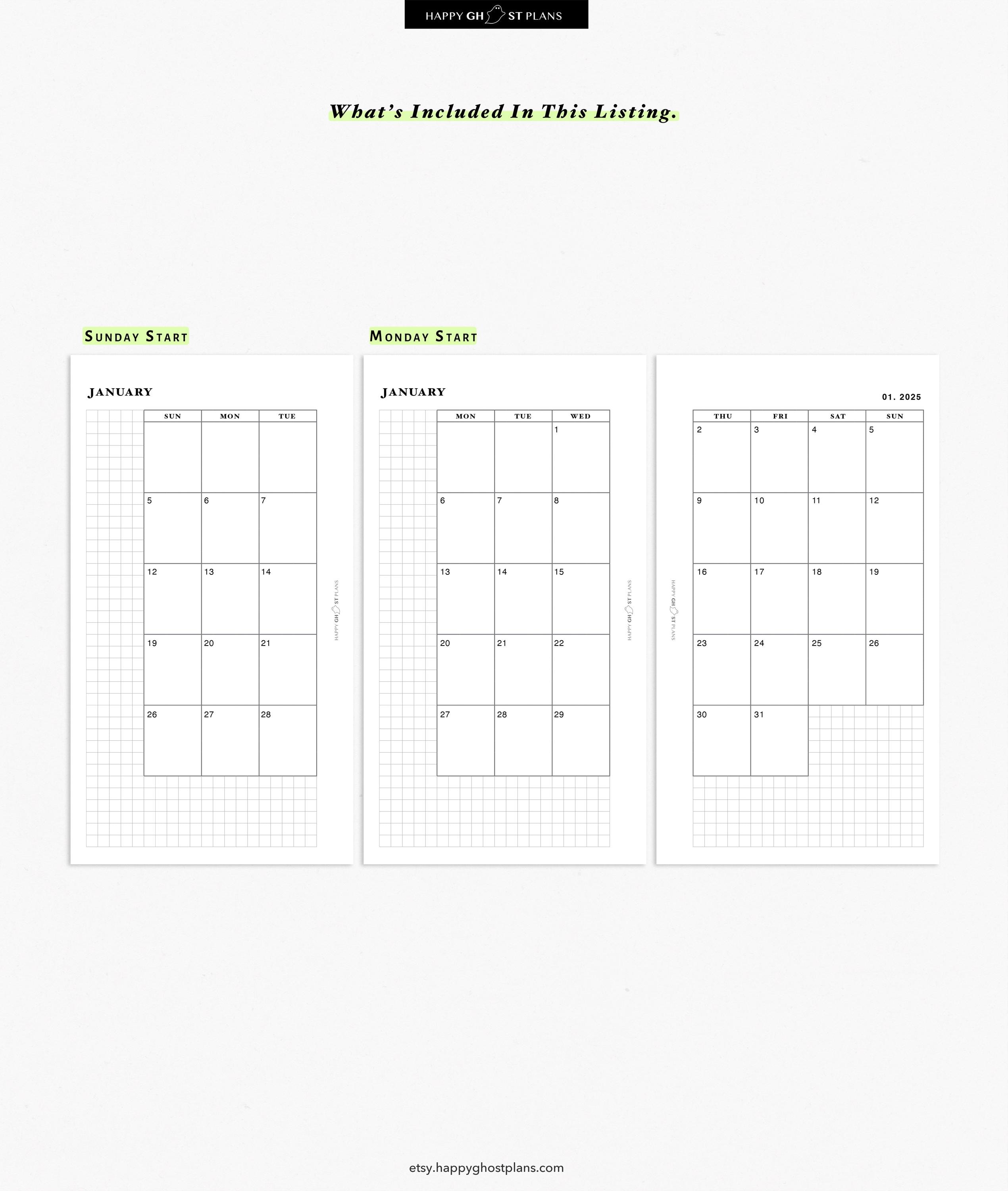 2025 Monthly Planner, Printable Inserts for Personal Size Planner Month ...