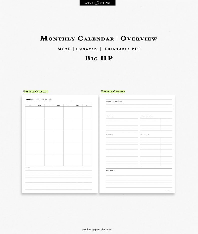 Monthly Overview Big Happy Planner Printable Inserts Disc - Etsy