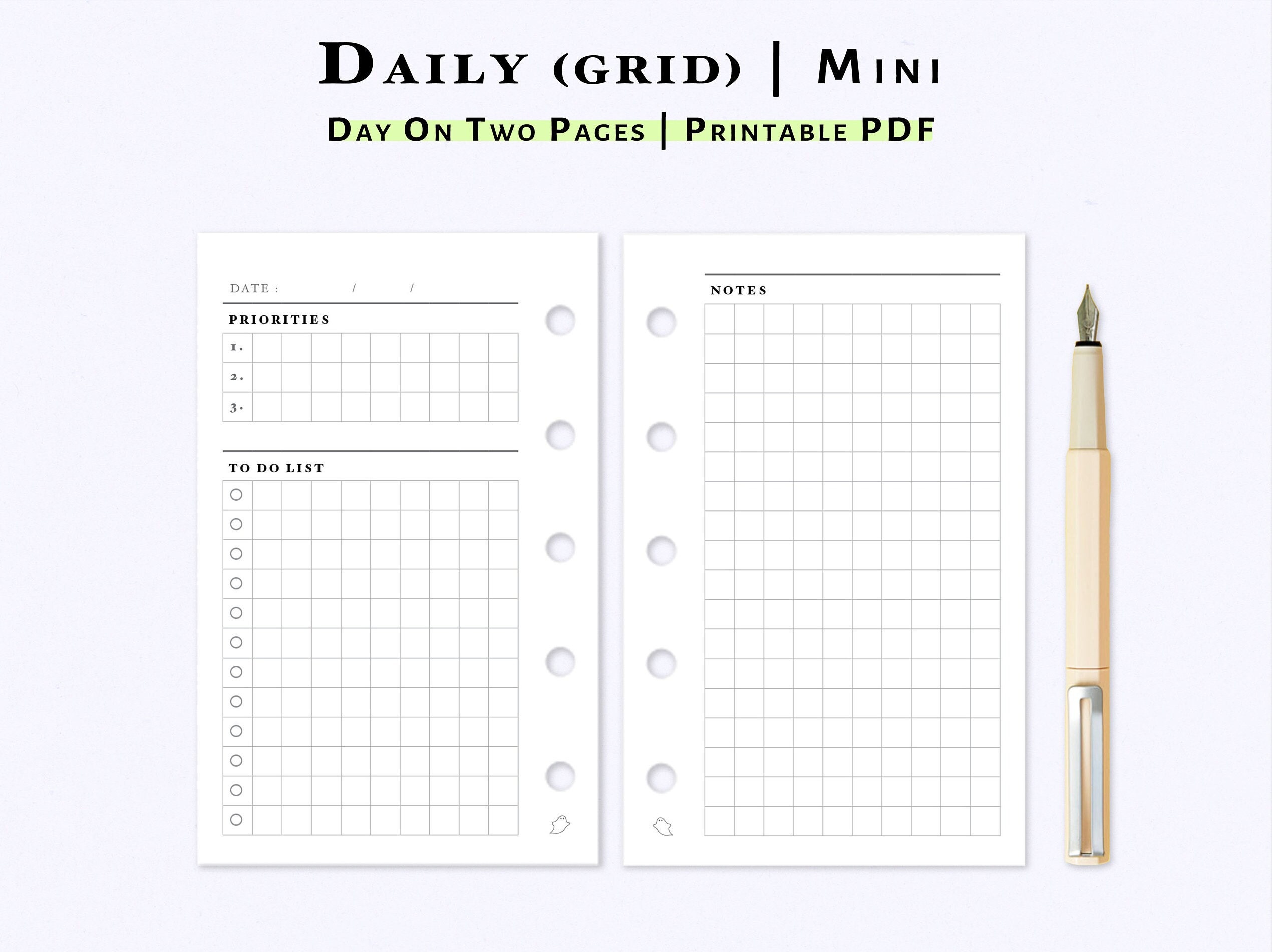Daily Planner Printable Mini Size Inserts Undated Daily - Etsy