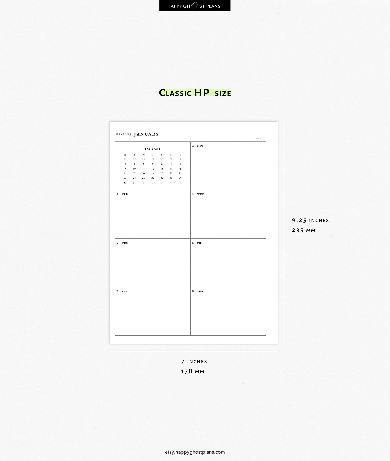 2023 Weekly Overview Printable Classic Happy Planner Size Etsy
