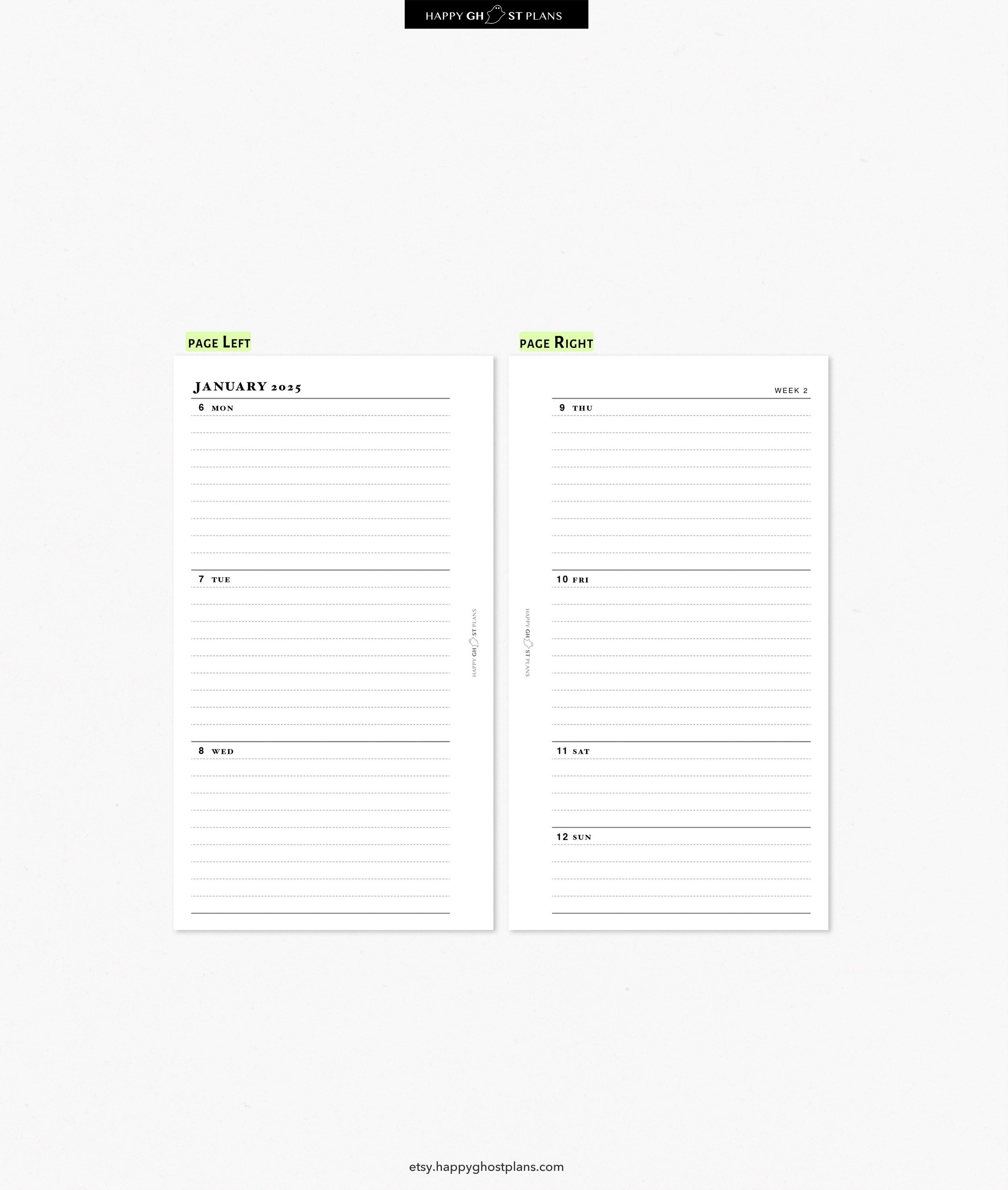 2025 Weekly Planner, Printable Insert for Personal Size Planner | W111 ...