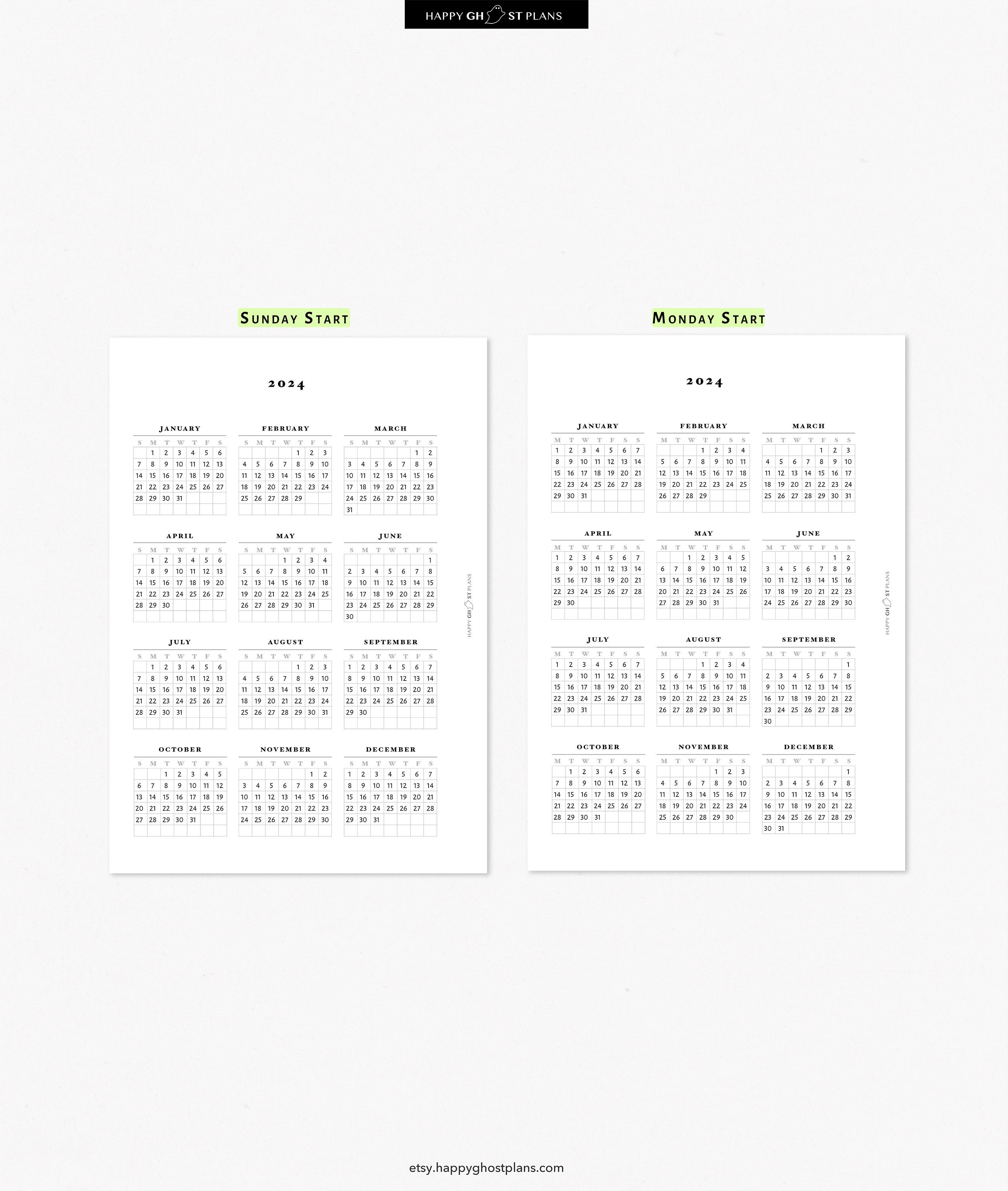 Year at a Glance 202420252026 Printable Calendar for Personalwide