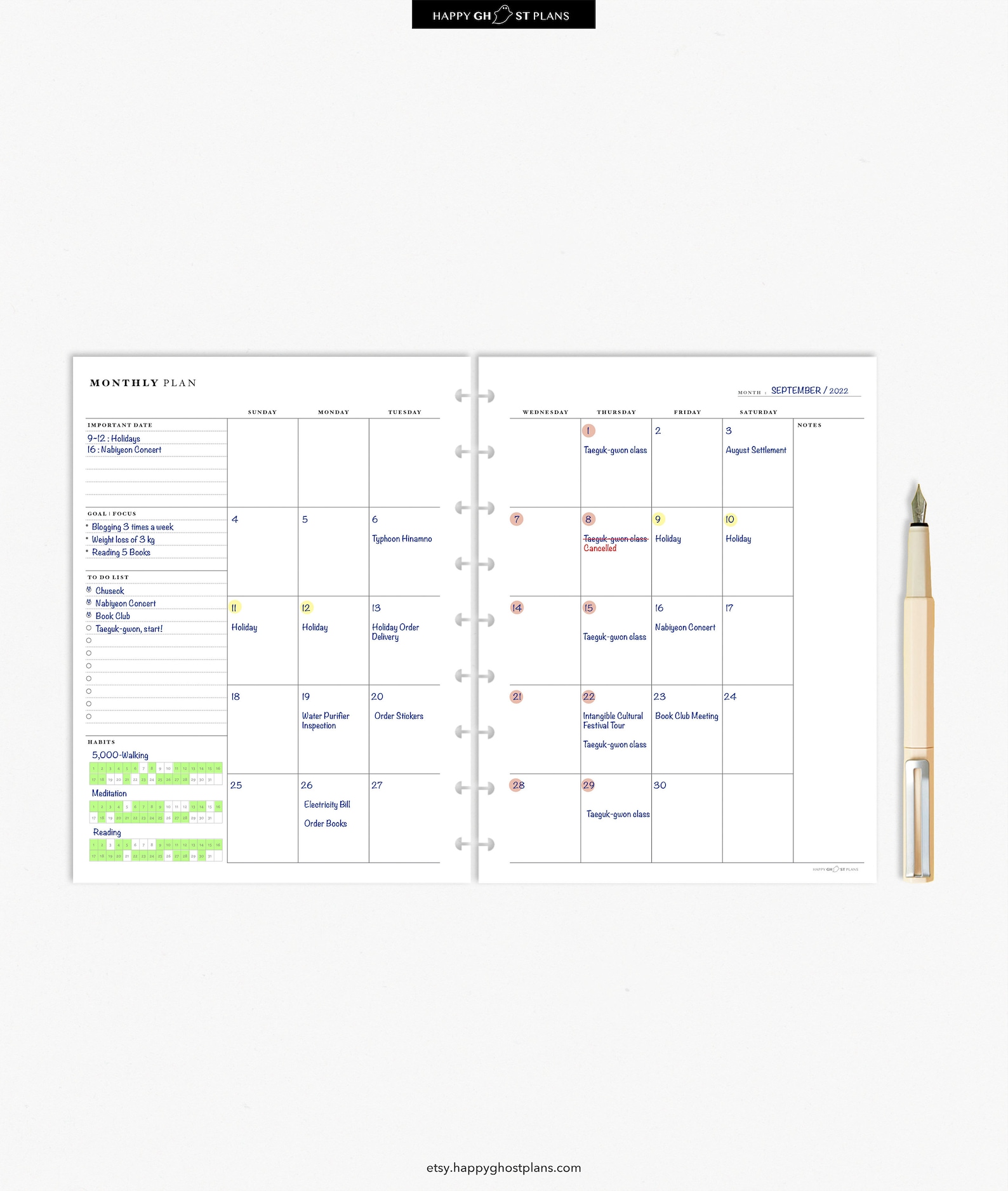 Monthly Planner Printable Classic Happy Planner Inserts - Etsy