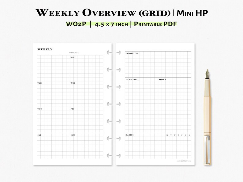 Weekly Planner Printable Mini Happy Planner Inserts Weekly Etsy