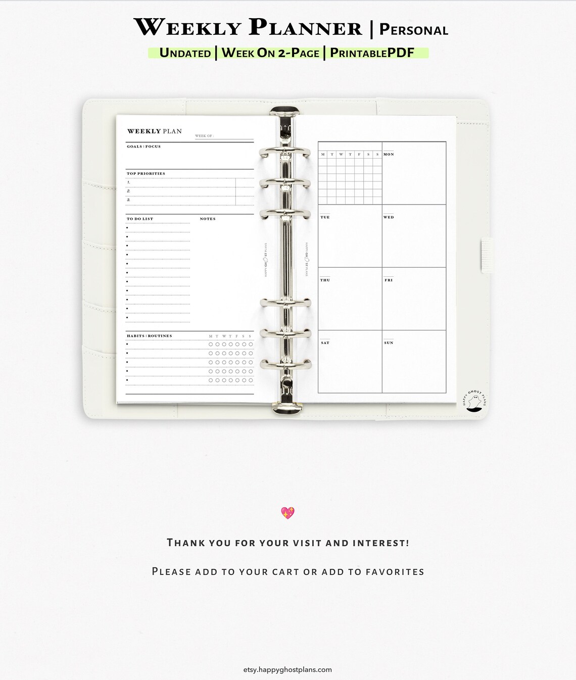Weekly Planner Printable Personal Size Planner Insert Weekly - Etsy