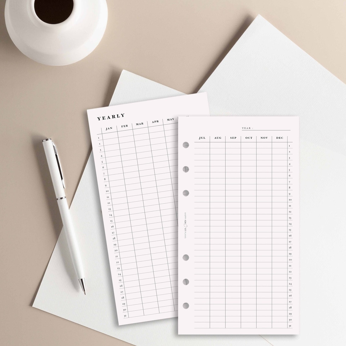 Year at a Glance Planner Printable Personal Size Undated - Etsy