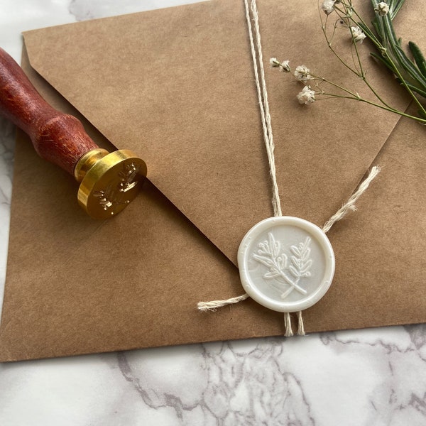 Handmade Self Adhesive Wax Seal | Olive Branch | Wax Seal for Wedding Invitations, Envelopes, Cards, Stationery | Peel and Stick