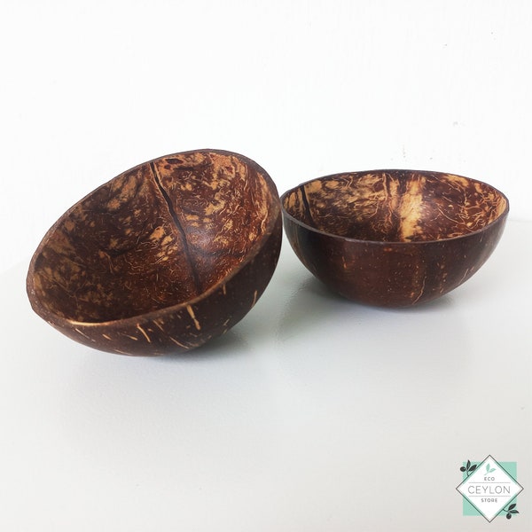 Set Of Two Natural Coconut Shell Bowls, Eco Friendly Real Coconut Shells, Well Dried Cleaned Coconut Shell Bowls, Vegan Gift