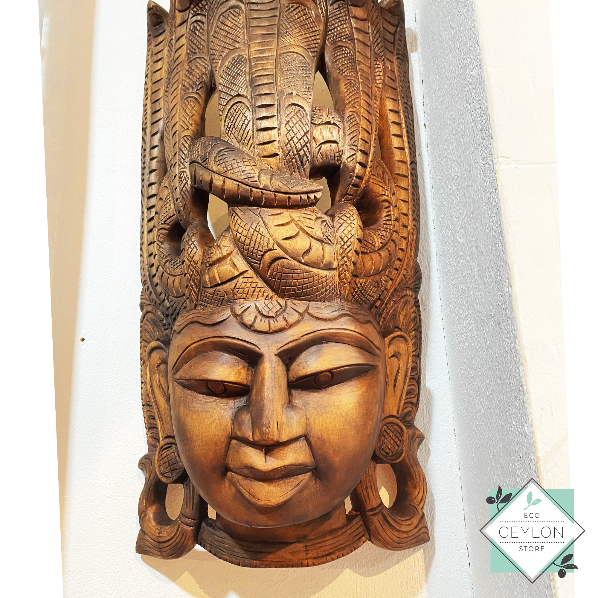 Godu Reksha Hand Carved Wooden Sanke God Naga Raksha Mask, Wooden Wall Deco Mask ...