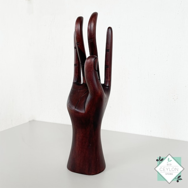 Wooden Hand Sculpture, Hand Jewelry Display, Hand Ring Holder