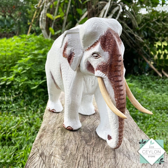  FJS Home Decor Elephant Statue, White Elephant for